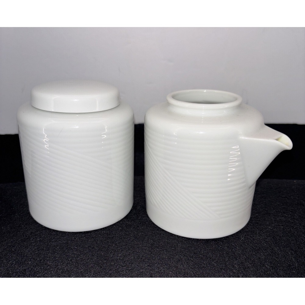 Dansk International Designs TAPESTRIES WINTER WHITE Creamer & Sugar Bowl w 1 Lid